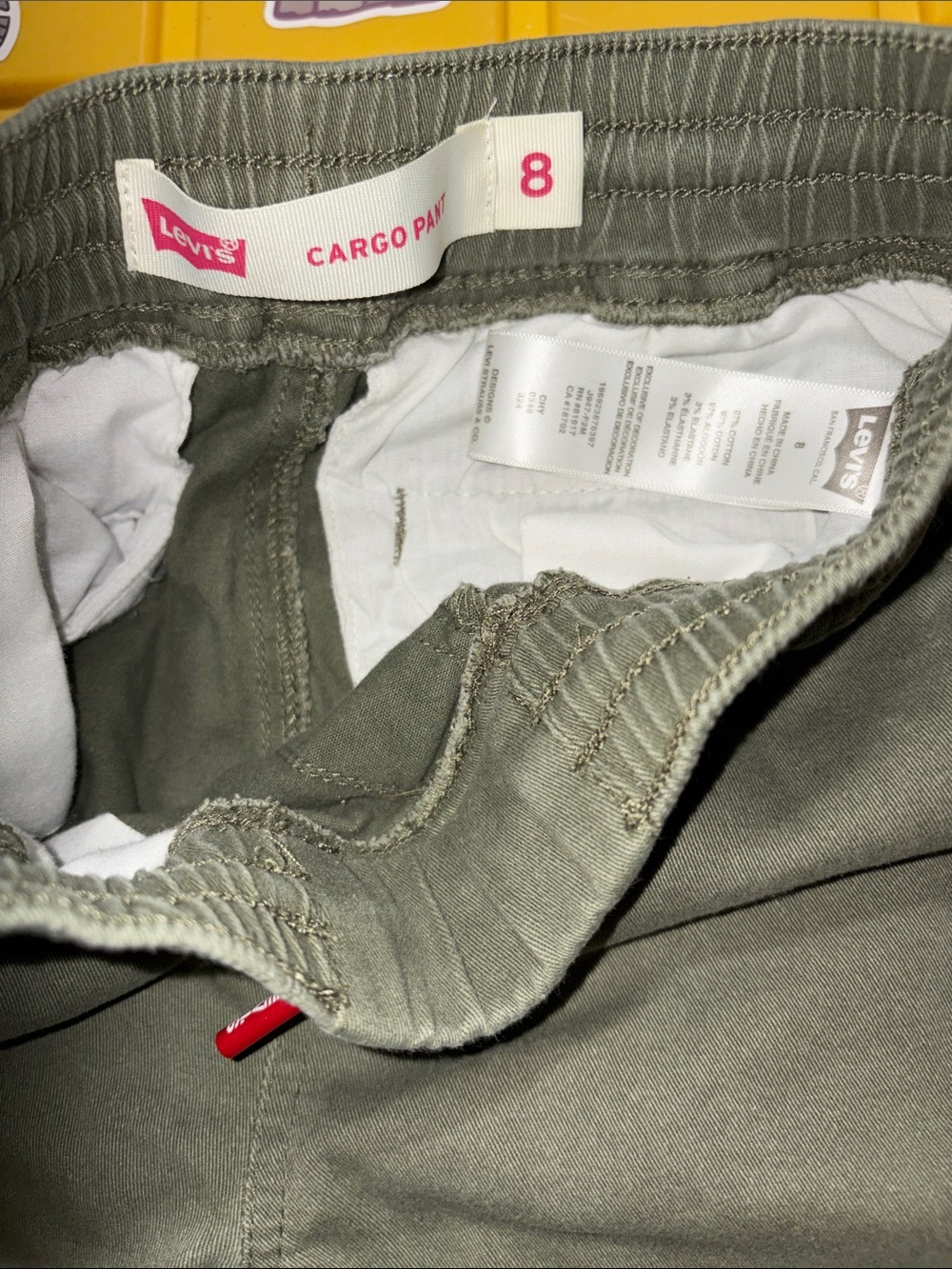 Levi's Olive Green Cargo Pants with Elastic Waist - Picture 2 of 3